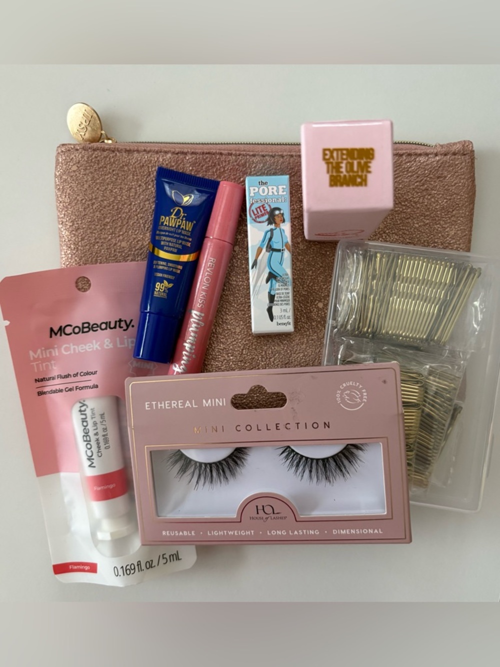 Jeffree Star + Makeup Bundle + Eyelashes + Gold Bobby Pins + IPSY Bag, 8 items